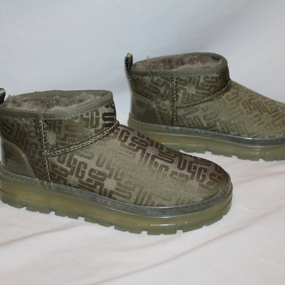 NIB UGG ULTRA MINI LOGO GREEN WOMEN'S ANKLE BOOTIE BOOTS‎ - Picture 3 of 8